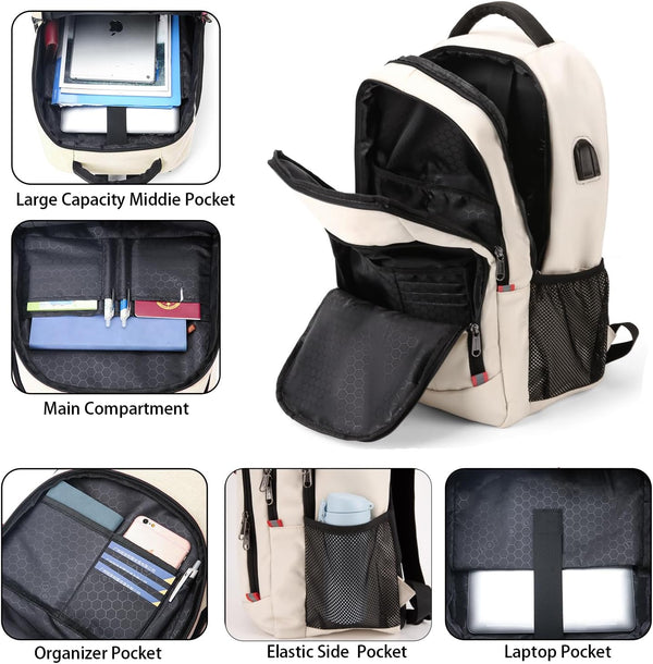Della Gao Laptop Backpack for Men, 17.3inch Large Business Travel Backpack with USB Charging Port, Water Resistant Computer Bag for Men/Women