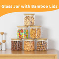 6Pcs 20oz Glass Storage Jars, Airtight Bamboo Lid Containers With Labels | Moisture Resistant Seal, Transparent Visible Tank, Large Capacity,