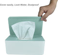 Diaper Wipes Dispenser, Tissue Storage Box Case, Wet Wipe Dispenser Holder with Lid for Home, Office, Cars (Green) Green Lid, White Box