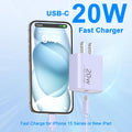 Matsusho iPhone 17 16 15 Charger Fast Charging 10 FT, 2 Pack 20W USB C Wall Charger with 10FT Type C Charger Fast Charging Cable for iPhone 17/17