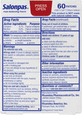 Salonpas Pain Relieving Patch, Extra Strength Topical Analgesic, 60 Ct (Pack of 2)