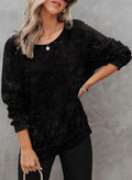 Dokotoo Sweatshirt for Women Oversized Waffle Knit Crewneck Sweatshirts Long Sleeve Side Slits Casual Pullover Tops Small Pink