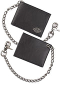 Dickies Men's RFID Everyday Leather Bifold Chain Wallet Black One Size Pebbled Black