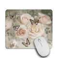 IBILIU Mouse Pad White Roses,Butterfly Flower Floral Rectangle Mousepad Non-Slip Rubber Base Computer Mouse Pad for Laptop, Office, Home - 9.5 X