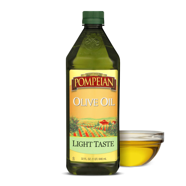 Pompeian Light Taste Olive Oil, Subtle Flavor, Perfect for Frying & Baking, Natu
