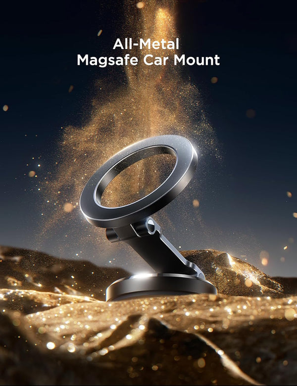JOYROOM All-Metal MagSafe Car Mount, 360° Rotation Magnetic Phone Holder | Strong Magnets Car Phone Holder for Car Dash, Car Accessories for Women
