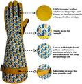 Rose&Cactus Gauntlet Gardening Gloves,Thorn-proof&Puncture Resistance Garden Glove,Cute Pattern,Gardener Gifts Tuilp Small (Pack of 1)