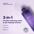 LUMIFY Eye Illuminations Cleansing Water & Eye Makeup Remover, 3-In-1 Micellar Water Contains Hyaluronic Acid, Vitamin C & Niacinamide, Clinically