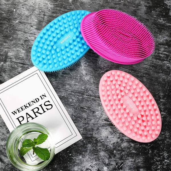 TDHDIKE Silicone Body Scrubber Loofah - Set of 3 Soft Exfoliating Body Bath Shower Scrubber Loofah Brush for Sensitive Kids Women Men All Kinds of