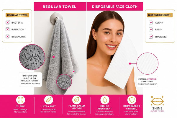 XL Disposable Face Towels – 50 Count Ultra-Soft Lint-Free Dry Facial Wipes, 100% Viscose Towels for Skincare, Makeup Removal & Sensitive Skin
