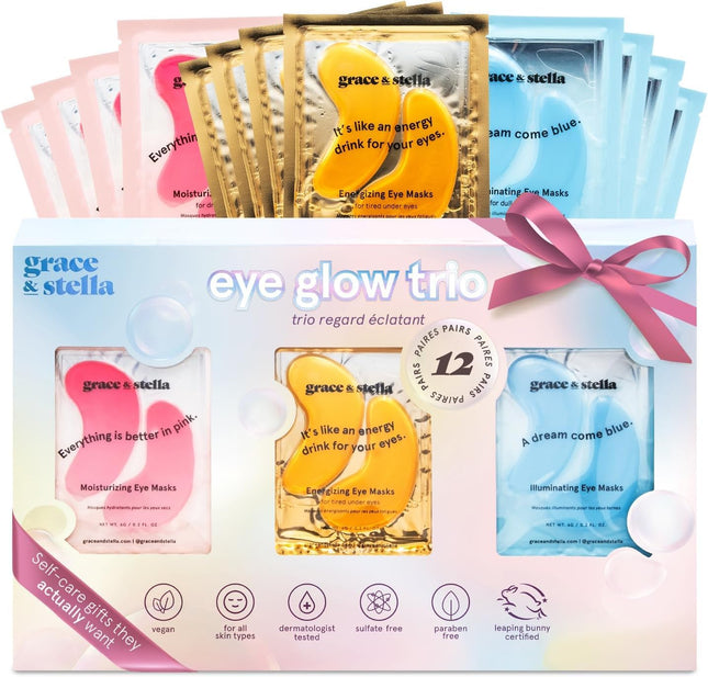 Grace & Stella under Eye Patches (12 Pairs) - Birthday Gifts for Women - Travel 