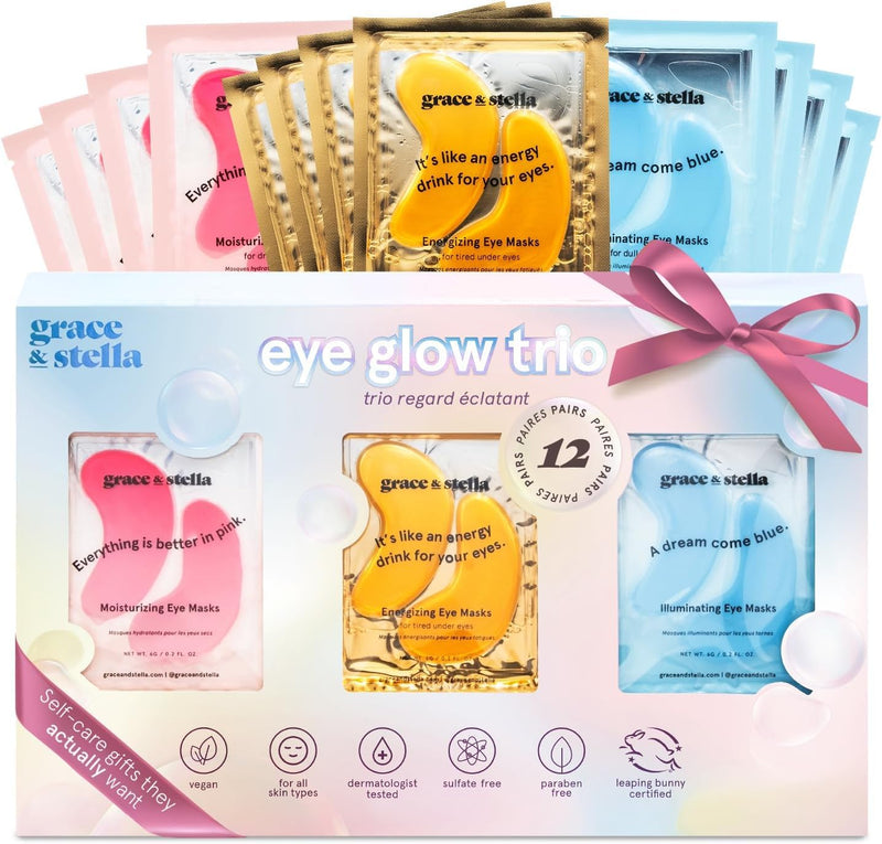 Grace & Stella under Eye Patches (12 Pairs) - Birthday Gifts for Women - Travel Essentials - Eye Masks for Puffy Eyes and Dark Circles -