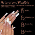 Nail Tips Square 3XL Extra Long Tips, 240Pcs Soft Gel Nail Tips Fake Nails, 12 Sizes Acrylic Clear False Full Cover Press on Extension No Trace