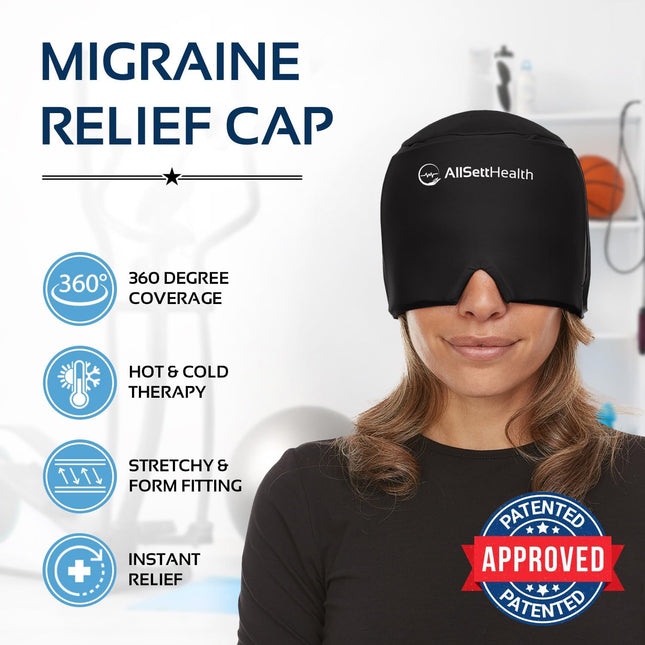 Migraine Relief Cap Ice Head Wrap and Hat | Hot/Cold Gel Pack with Face and Eye 