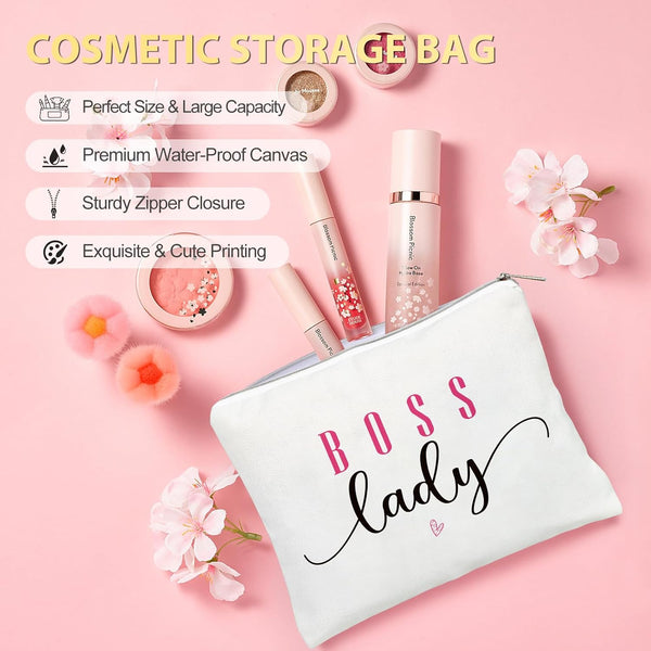 Boss Lady Gifts for Women, Best Boss Gift with Grocery Canvas Tote Bag, Funny Boss Christmas Box for Women, Cool Basket for Bosses Female, Office
