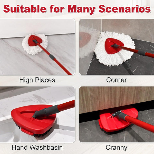 Spin Mop Head Replacement,Iron Spin Handle,Brush and Base Compatible with O Cedar Easywring 1 Tank System,Microfiber Mop Refills and 30-58" Handle