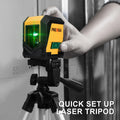 PREXISO Laser Level with Tripod, 65Ft Self Leveling Cross Line Laser Level, Green Line leveler Tool for Hanging Pictures, Home Renovation with LED