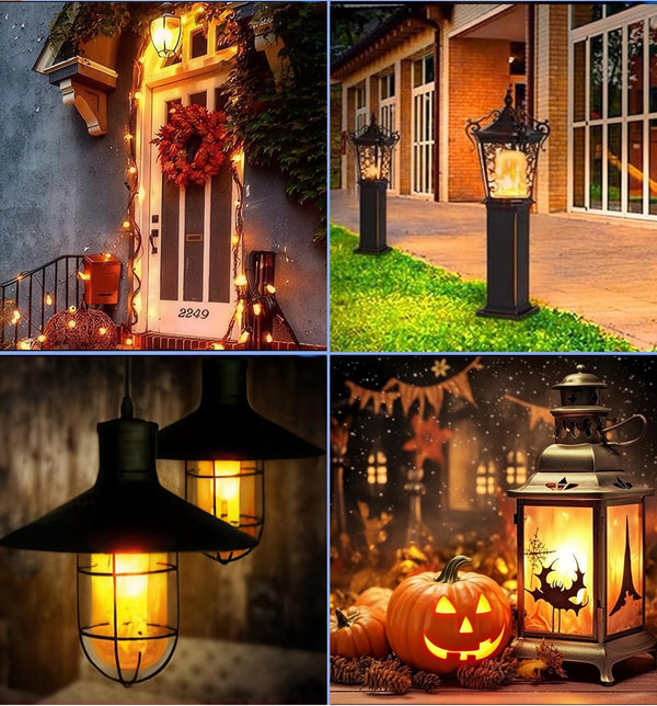 Flame Effect Bulb with Gravity Sensor Realistic Flickering Fire & Upside Down Effect, 4 Lighting Modes, E26 Base - for Halloween Decorations,