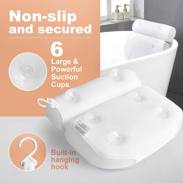 Bath Pillow for Tub, Luxury Bathtub Pillow Back Neck Support Pillow, Relaxing Spa Headrest Cushion for Women Adults Gifts, Must Have Comfort