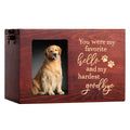 Pet Memorial Urns for Dog or Cat Ashes, Large Wooden Funeral Cremation Urns with Photo Frame, Keepsake Memory Box with Black Flannel Lining