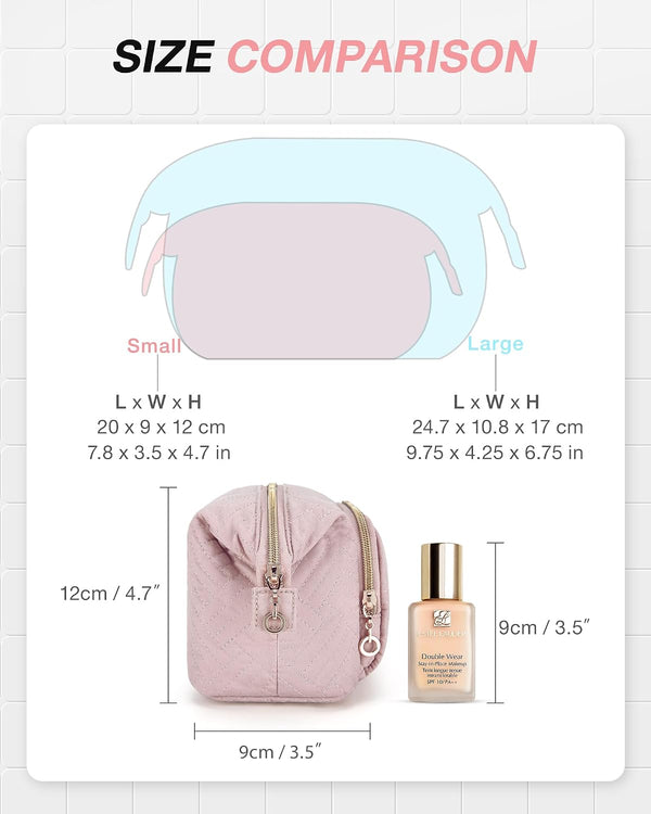 BAGSMART Travel Makeup Bag, Cosmetic Bag Small Make Up Organizer Case,Wide-open Pouch for Women Purse for Toiletries Accessories Brushes Pink A-1