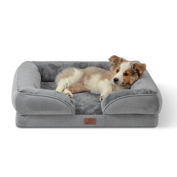 Bedsure Orthopedic Dog Bed Medium Size Dogs - Washable Small Medium Dog Cat Bed Waterproof, Comfort Cats Couch Sofa with Washable Removable Cover,