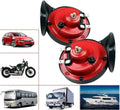NUENUN 300DB Super Loud Train Horn for Truck, Boat, Car - 4pcs 12V Waterproof Double Air Electric Snail Single Horn With Raging Sound (Black and