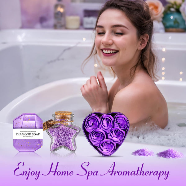 Birthday Gifts for Women Friendship, Aoen Unique Happy Birthday Gifts for Best Friends Women, Mom, Sister, Wife, Coworker, 7P Purple Self Care Spa