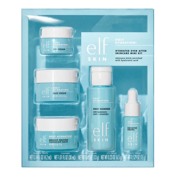 E.L.F. SKIN Holy Hydration! Hydrated Ever after Skincare Mini Kit, Cleanser, Makeup Remover, Moisturiser & Eye Cream for Hydrating Skin,