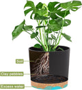 QCQHDU 5 inch Plant Pot, 2 Pack Planters for Indoor Plants with Drainage Holes & Saucer, Outdoor Flower Pots Home Garden Modern Decor Dark Grey 5 inch