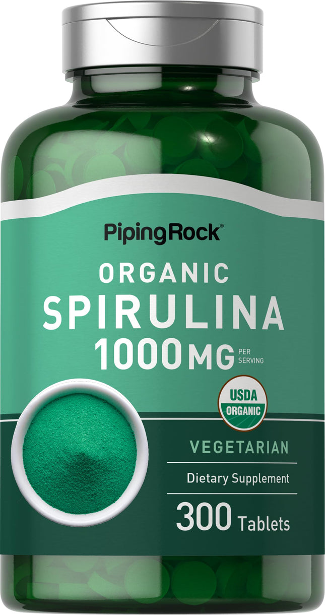 Piping Rock Organic Spirulina | 1000Mg | 300 Tablets | Arthrospira Platensis | V