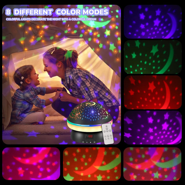 MINGKIDS Timer Star Light Projector with Remote Control,Rotation and 16 Colors Projection Lamp and Sleep Light,Christmas