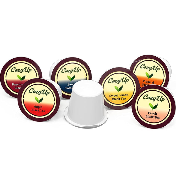 Cozy Up Iced Sweet Fruit Black Tea K-Cup, 36-Count 6 Flavors, Brew Over Ice | Compatible with Keurig Brewer, Guilt-Free Zero Calorie Sweetness,