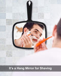 PROTECLE Large Hand Mirror, Salon Barber Hairdressing Handheld Mirror with Handle (Square Black 10.3"x7.4") | Hand Held Mirror, Barber Mirror,