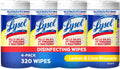 Lysol Disinfectant Wipes, Multi-Surface Antibacterial Cleaning Wipes, for Disinfecting and Cleaning, Lemon and Lime Blossom, Pack of 4 (Packaging