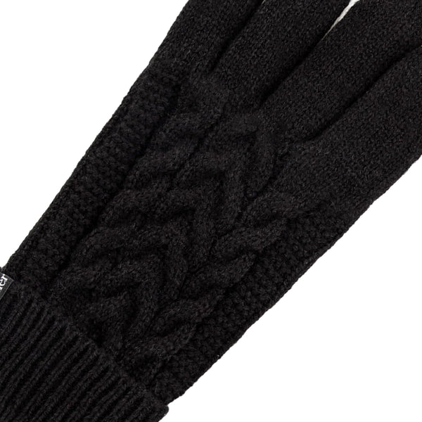 isotoner Women's Touchscreen Cable Knit Sherpasoft Gloves One Size Black