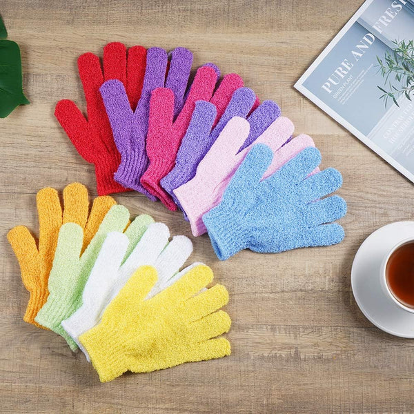 10 Pairs Exfoliating Gloves,Made of 100% Nylon,10 Colors Double Sided Exfoliating Gloves for Beauty Spa Massage Skin Shower Body Scrubber Bathing