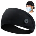 ABAMERICA Headbands with Button for Mask, Wide Nurses Headbands Non Slip Elastic Ear Protection for Women Men Doctors Sweatband Headband (BUTTON-