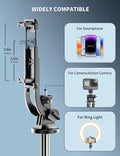 71" Phone Tripod & Selfie Stick, All in One Extendable Cell Phone Tripod with Wireless Remote, Tripods Stand for iPhone & Travel Selfie Stick 360°