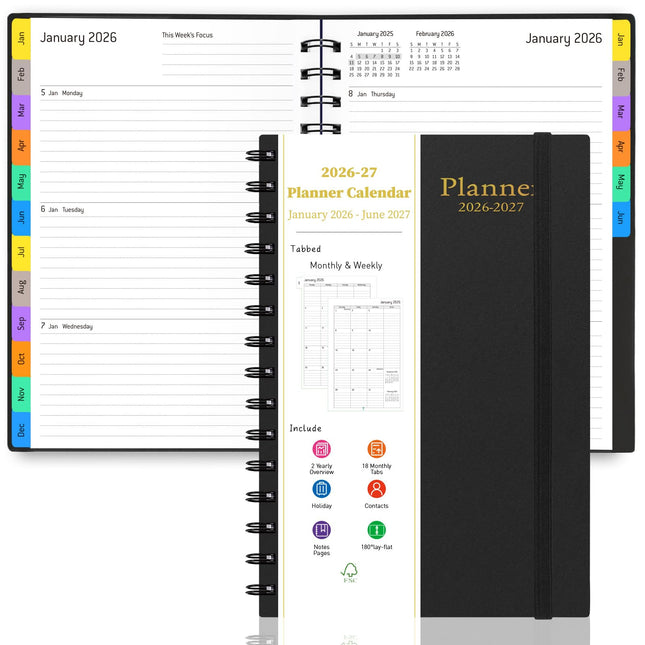 Daily Planner 2025-2026, Monthly Weekly Daily Planner 2025-2026, 18 Month with T