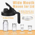 Mason Jar Pour Spout Lid for Wide Mouth Mason Jars, Mason Jar Pitcher Flip Cap Airtight Handle Lid, Leak Proof Seal Cover, Pack of 2 2 Pack