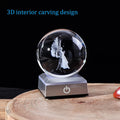 Ornalrist 3D Guardian Angel Figurines K9 Crystal Ball with Silver LED Base Memorial Angel Gifts for Friends Women Glass Decor for Home (3.15 in.)