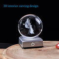 Ornalrist 3D Guardian Angel Figurines K9 Crystal Ball with Silver LED Base Memorial Angel Gifts for Friends Women Glass Decor for Home (3.15 in.)