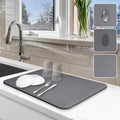 Dish Drying Mat for Kitchen Counter, 12"X19" Dish Drying Pad with Non-Slip Rubber Backed, Hide Stain anti Absorbent for Kitchen Counter, Drying