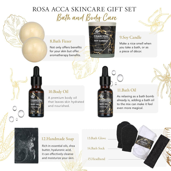 Father'S Day Gift, Skin Care Set, 28Pcs Body & Facial Kit Gifts for Women & Men Includes Face Cream, Bath Oil, Scented Candle, Hyaluronic Acid