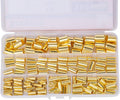 160pcs Tube OD(1/4" 5/16'' 3/8" 1/2") Brass Compression Insert,Brass Compression Fitting Assortment Kit, Insert Tube Support Compression Sleeve