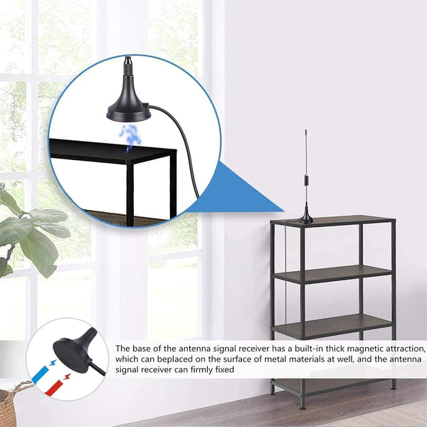 75 ohm FM Antenna, Outdoor Antenna WiFi Stereo TV Indoor, 1.5m SMA-Male Connector Magnetic Transmitter Cable, 16.4Ft Extension Cable with 6pcs