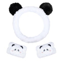 Pom Pom Panda Ears Plush Wash Face Headband Spa Wrist Band Cuffs Hair Scrunchy Women Girls Facial Makeup Skincare Bath Head Wrap Kids Costume
