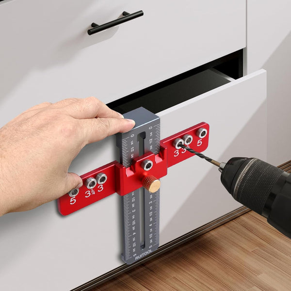 RUITOOL Cabinet Hardware Jig Tool, Aluminium Alloy Cabinet Handle Install Template Tool, Adjustable Punch Locator Drill Template Guide, Cabinet