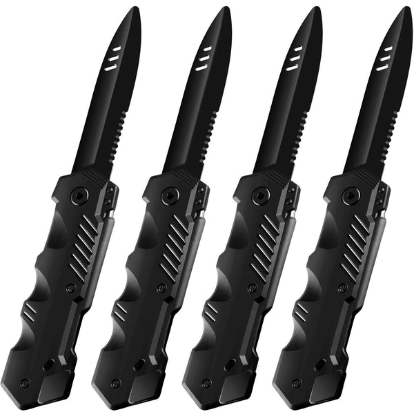 Boao 4 Pieces Retractable Fake Knife Retractable Prop Knife False Trick Joke Gadget Toy Disappearing Dagger Fake Plastic Blade for Halloween